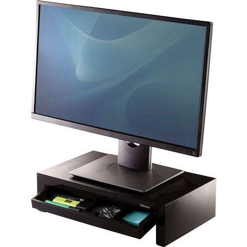 Support PC Moniteur Pliable avec Tiroir de Rangement et Support