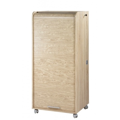 Armoire bureau mobile à rideau décor chêne réf 375007 fermée