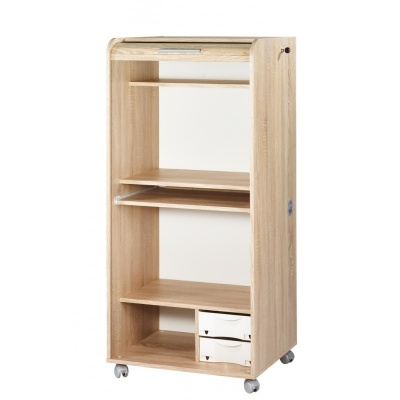 Armoire bureau mobile à rideau décor chêne réf 375007 