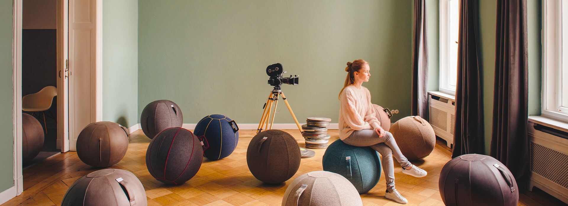 poufs ballons d'assise en tissus